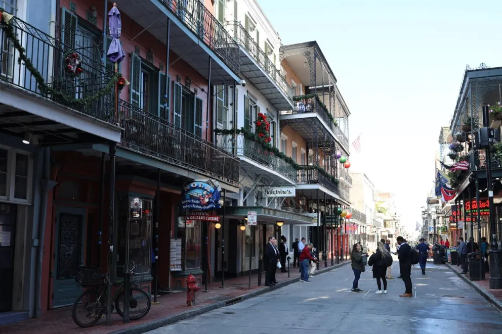 La calle Bourbon en Nueva Orleans, este jueves 2 de enero de 2025, después del atentado. Foto: EFE