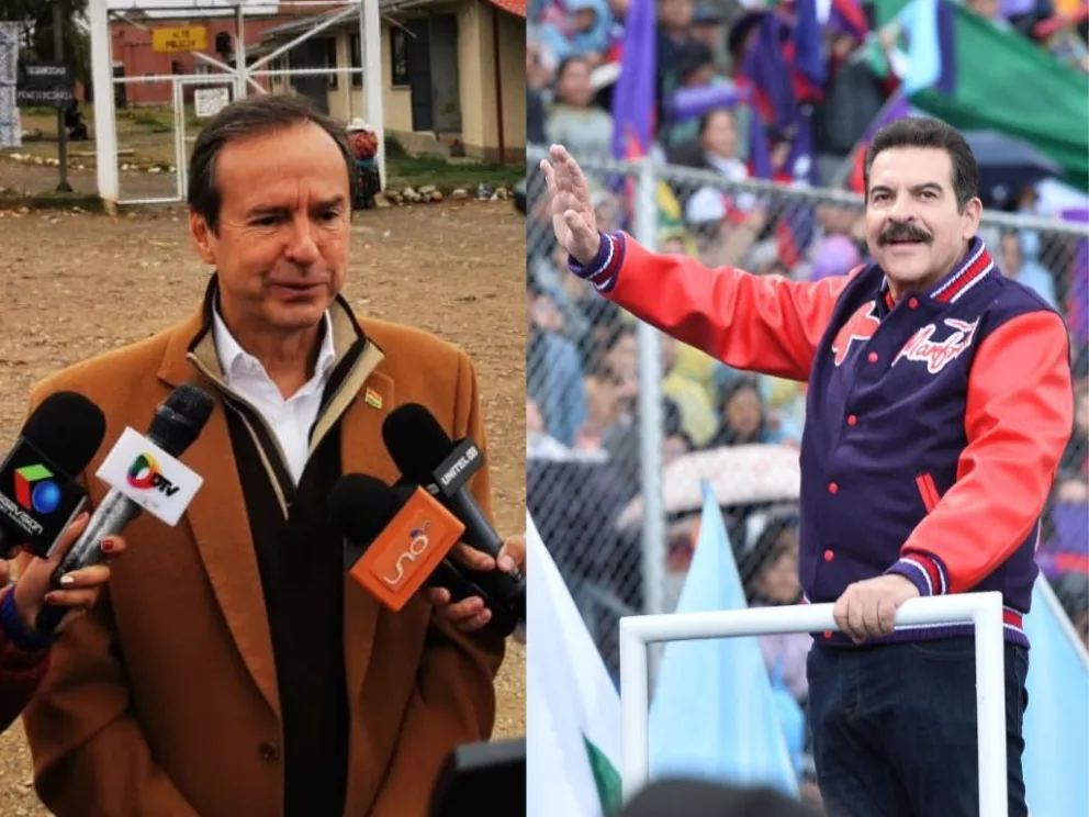 Tuto Quiroga y Manfred Reyes Villa. Fotos: RRSS y APG.