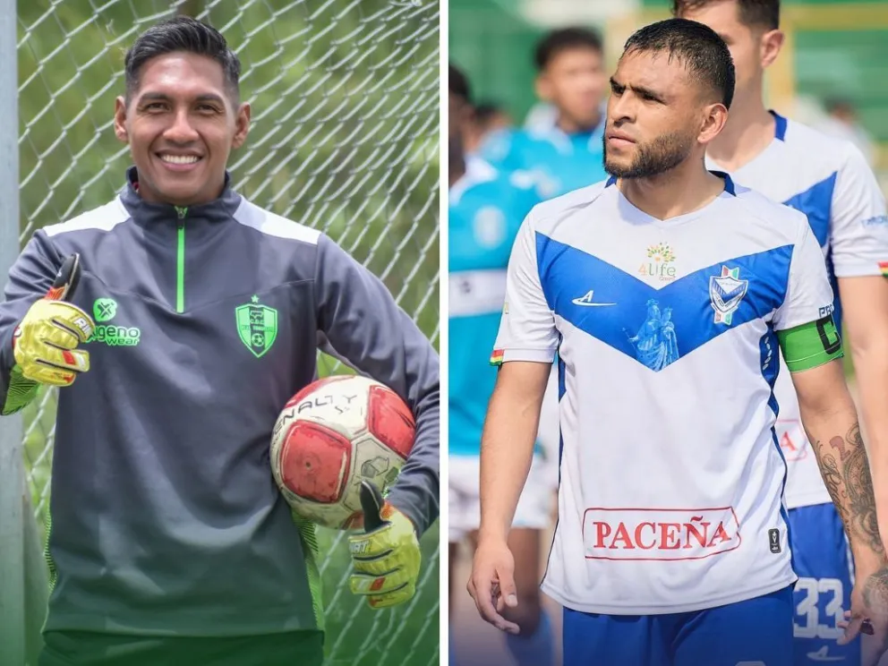 El arquero Pedro Galindo (izq.) y el defensor Saúl Torres jugarán en Nacional en 2025.