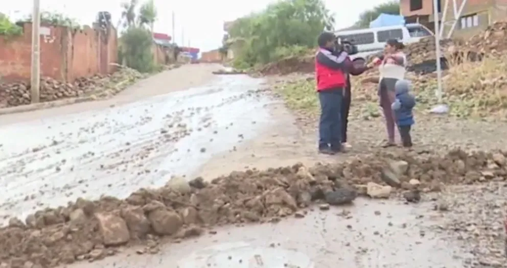 Una comunidad del sur de Cochabamba afectada por los deslizamientos. Foto: Captura de video