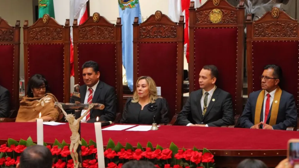 Los magistrados del TSJ en el acto de este martes en Sucre. Foto: Correo del Sur