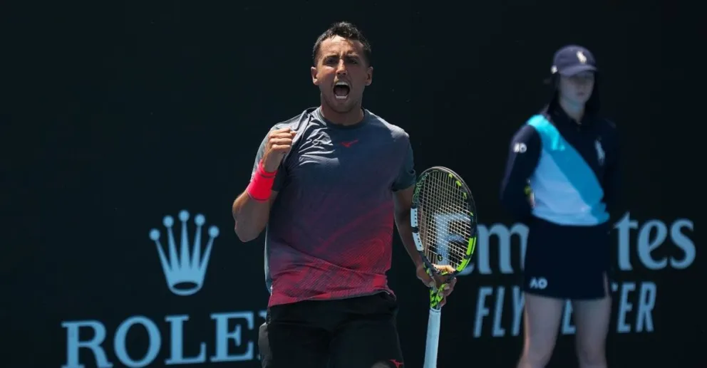 El tenista boliviano celebra tras un partido. Foto: Hugo Dellien.