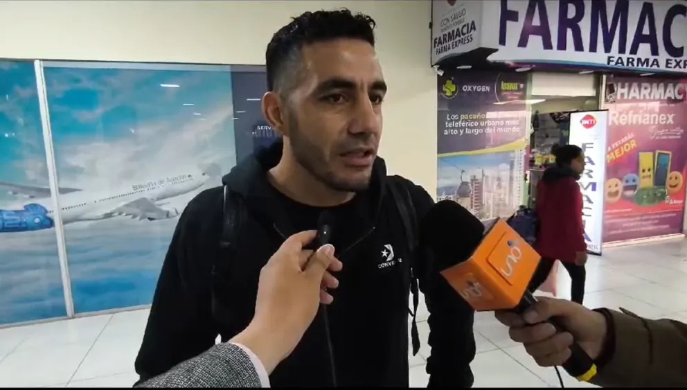 Vogliotti tras su arribo al aeropuerto de El Alto. Foto: Captura de pantalla.