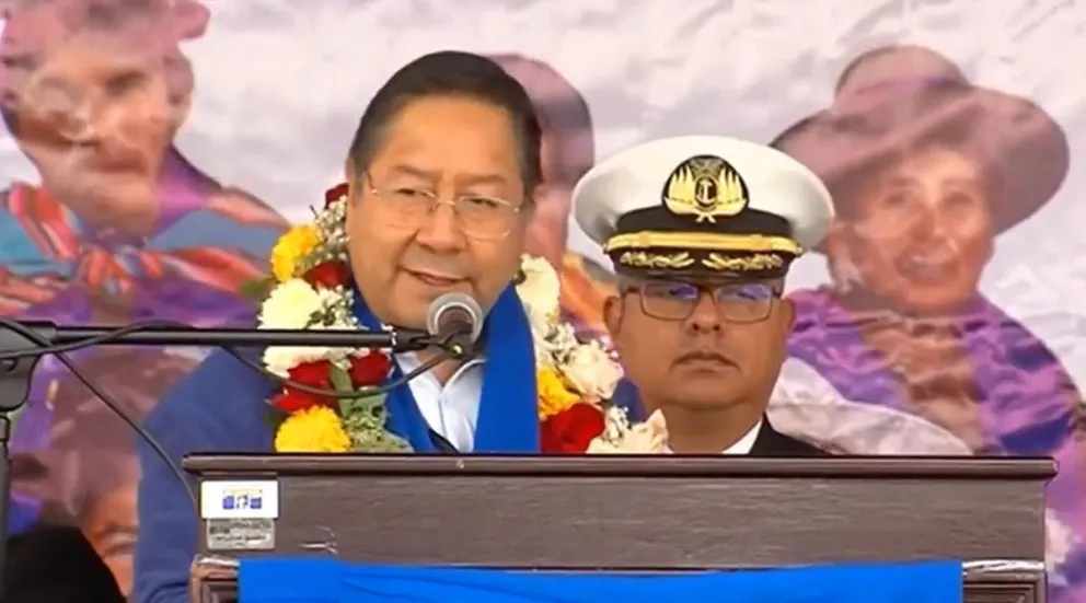 Arce durante el acto de las Bartolinas este viernes. Foto: Captura de video