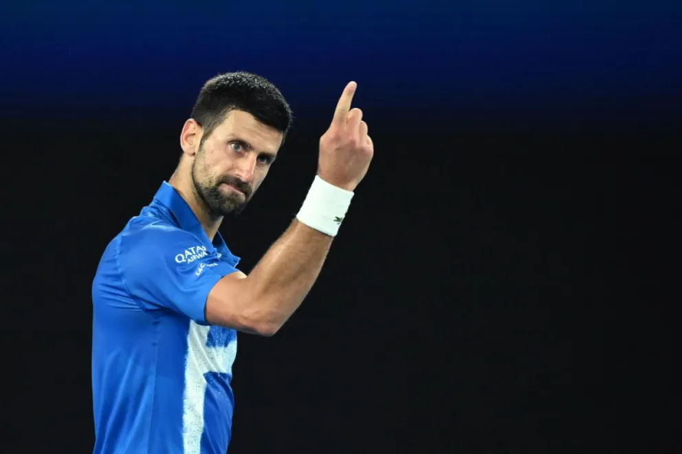Djokovic celebra durante su partido debut en Australia. Foto: EFE.