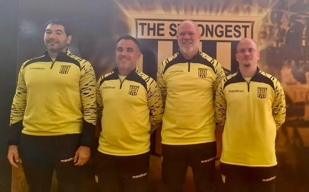 Mouriño (izq.), Gambaro, Antonio Zago, y Giancarlo Zago en la presentación de este sábado. Foto: Jorge Asturizaga.