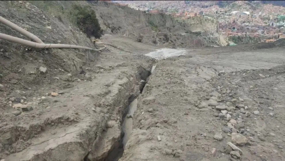 Parte de la tierra erosionada e el sector de propiedad de Kantutani. Foto: AMUN