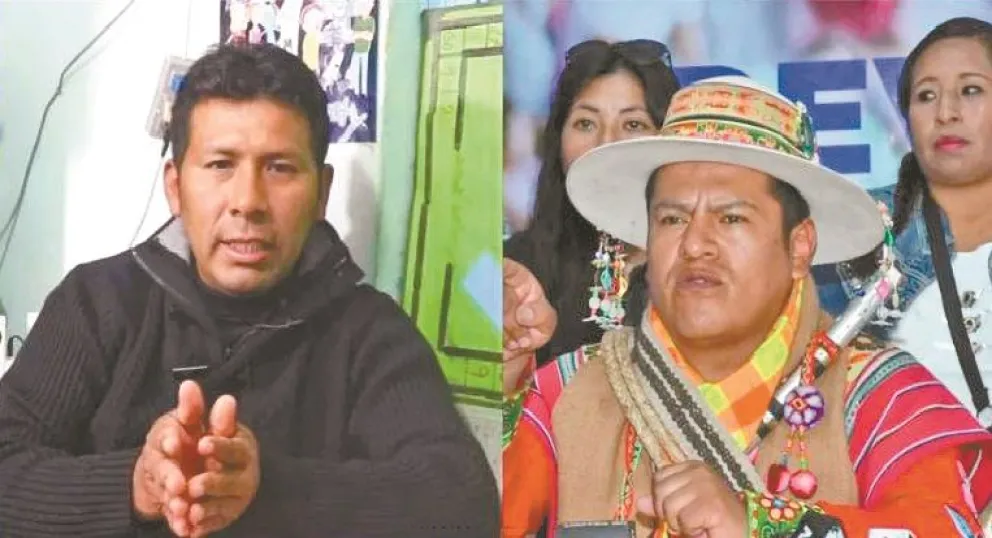 Los dirigentes “evistas” Humberto Claros y Jorge Ramiro Cucho. Foto: MAS
