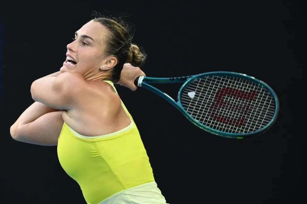 La tenista bielorrusa Aryna Sabalenka durante su partido de cuartos de final. Foto: EFE.