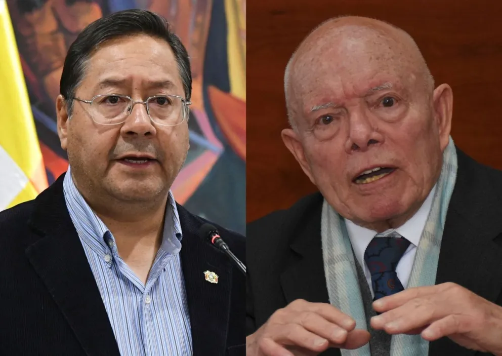 El presidente Arce y el presidente del TSE, Óscar Hassenteufel. Foto: APG