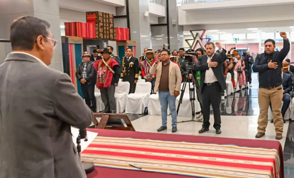 Arce durante una posesión de ministros en agosto de 2024. Foto: vc.presidencia.gob.bo