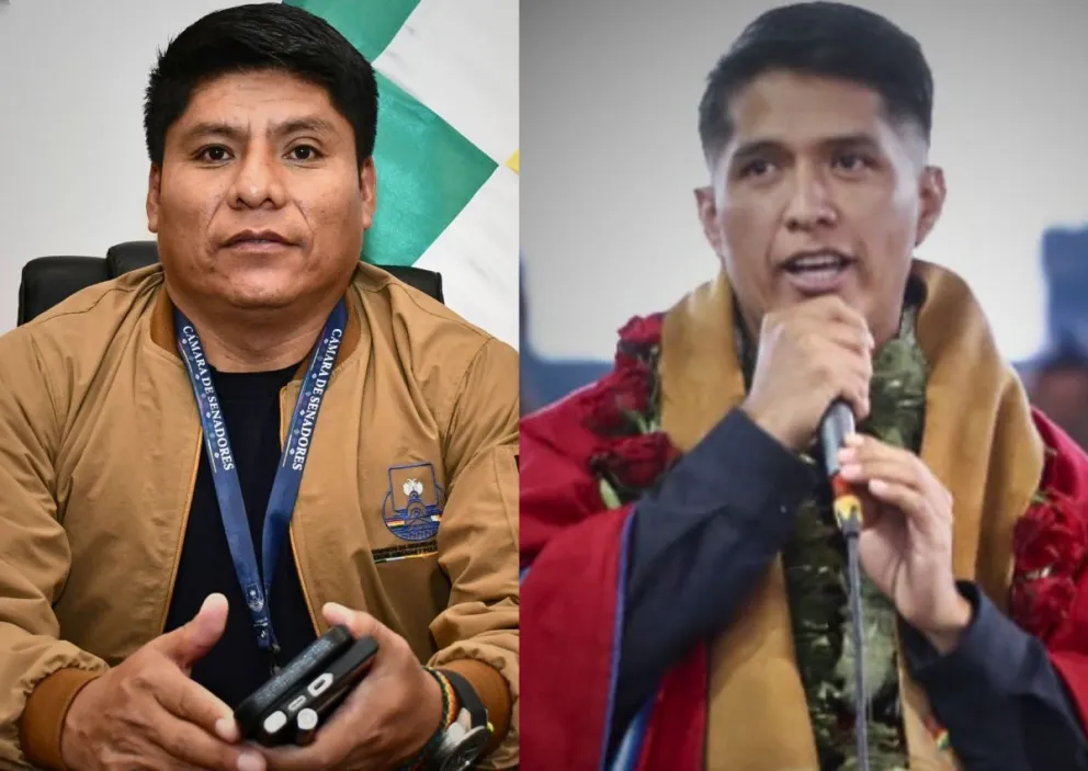 Los senadores Leonardo Loza y Andrónico Rodríguez. Fotos: APG y RRSS del presidente del Senado 