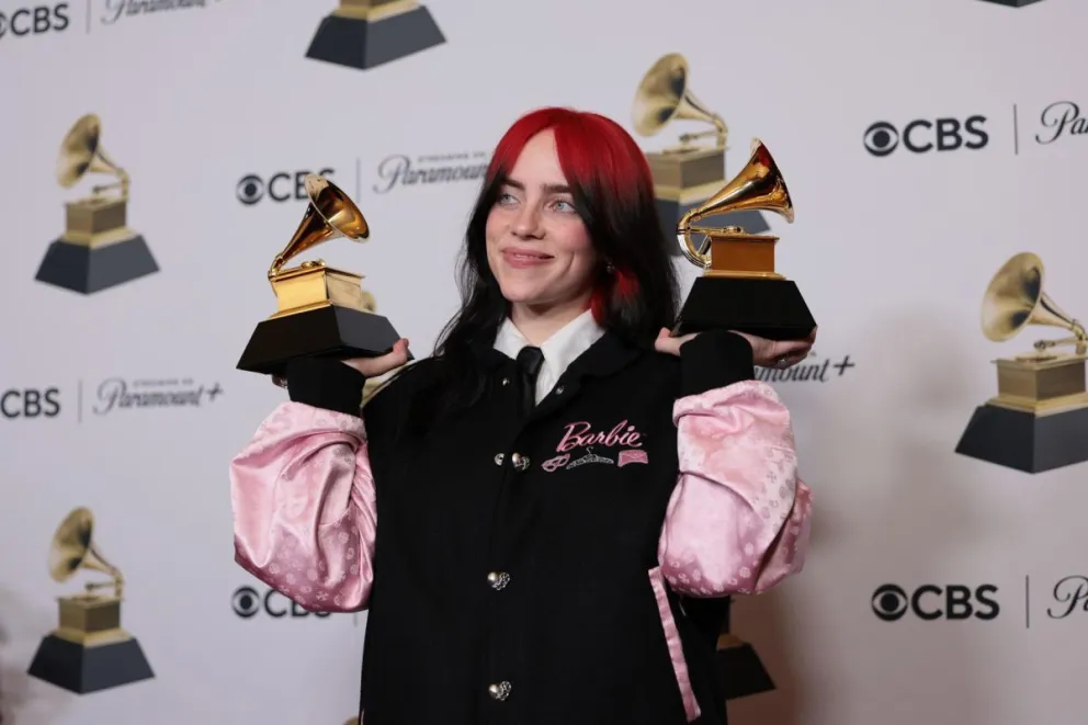  Billie Eilish durante la 66 ceremonia anual de los Premios Grammy en el Crypto.com Arena en Los Ángeles, California, EEUU, el 4 de febrero de 2024. Foto: EFE