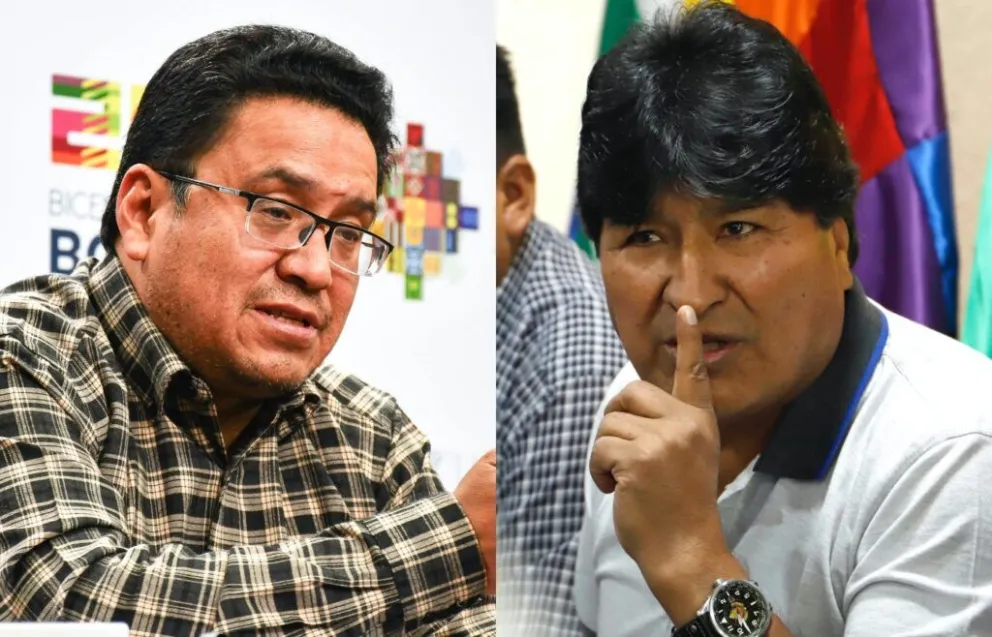 César Siles, ministro de Justicia, y Evo Morales, expresidente de Bolivia. Foto: Bolivisión