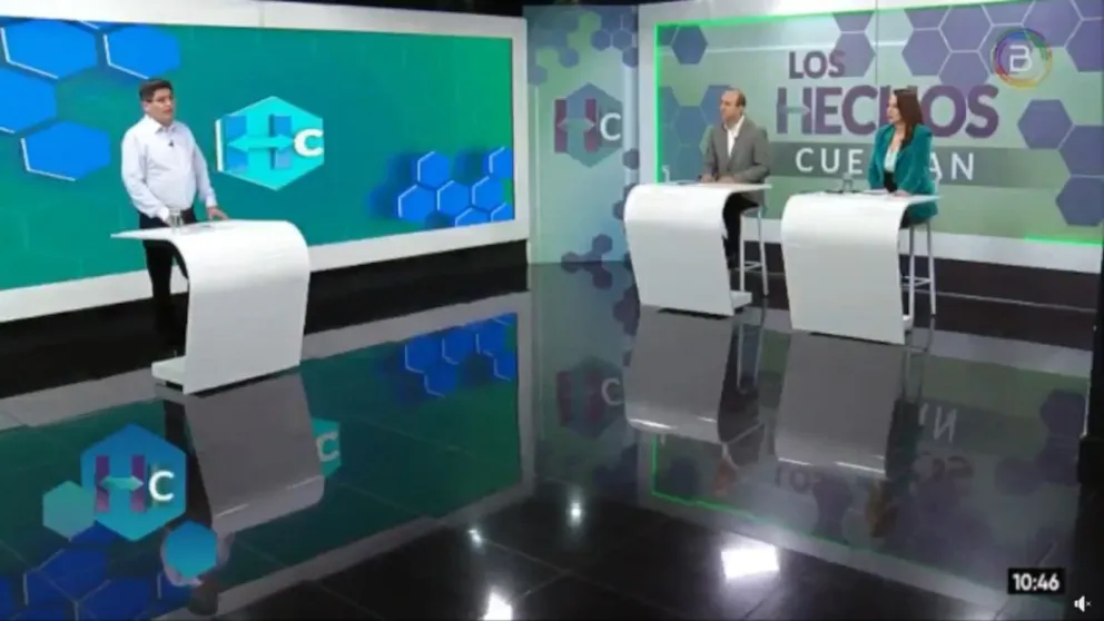 Montenegro en entrevista con el canal estatal.    Foto: Captura Bolivia TV