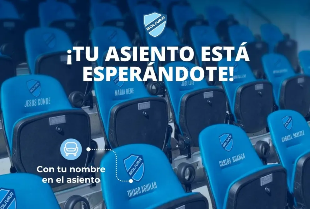 Así serán los asientos personalizados en el nuevo estadio. Foto: Club Bolívar.