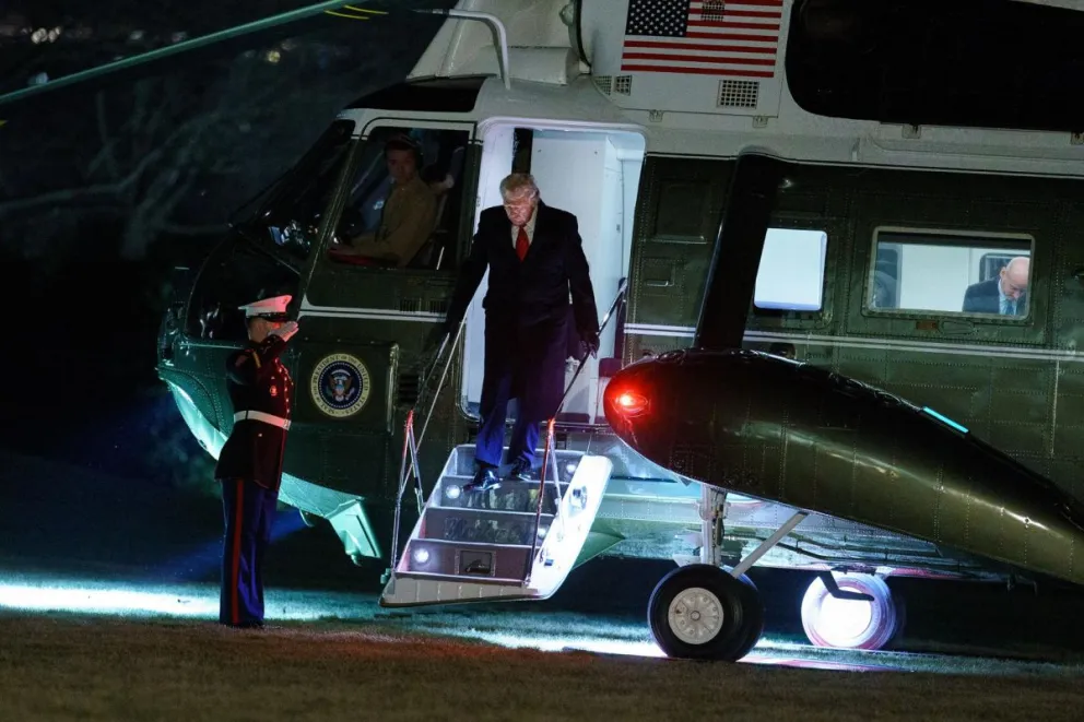 Trump llega al Jardín Sur de la Casa Blanca, en Washington. Foto: EFE
