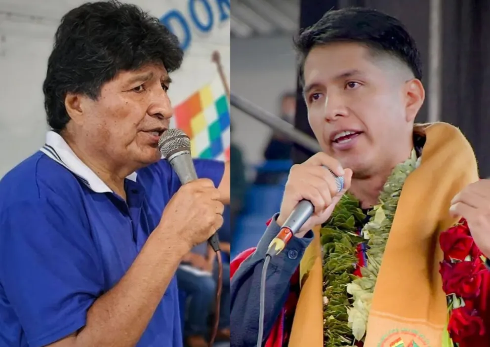 El exmandatario Evo Morales y el presidente del Senado Andrónico Rodríguez. Fotos: RRSS de Morales y Rodríguez 