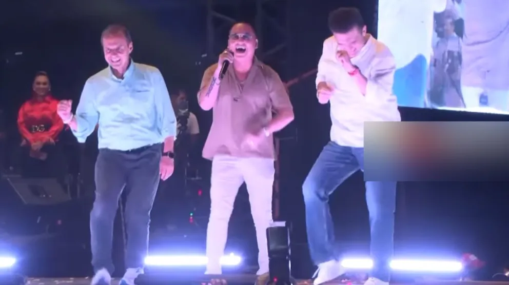 Tuto y Añez, durante un acto de campaña de la agrupación política Libre, del exmandatario. Foto: Captura de video