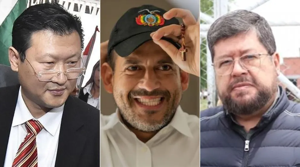 Chi Hyun Chung, Luis Fernando Camacho y Samuel Doria Medina. Foto: Composición