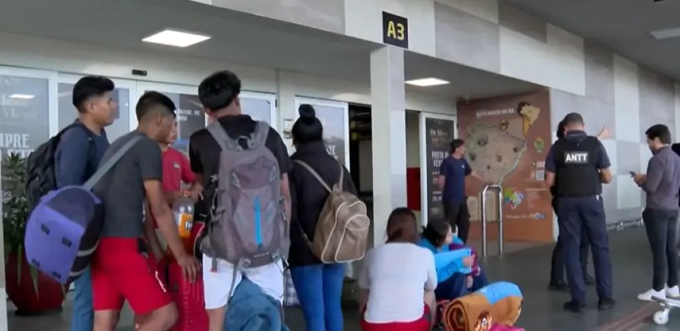 Los bolivianos en la ciudad de Campo Grande, en Brasil. Foto: Captura de video