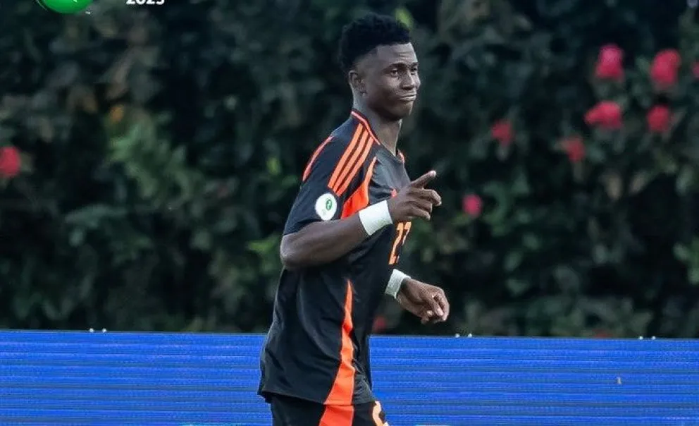El colombiano Neycer Villarreal celebra su gol de la victoria sobre Brasil. Foto: Conmebol.