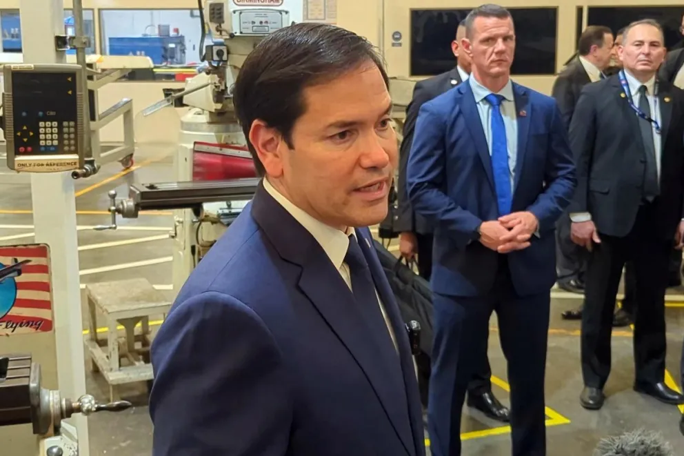 Marco Rubio en San Salvador, ayer, lunes. Foto: EFE