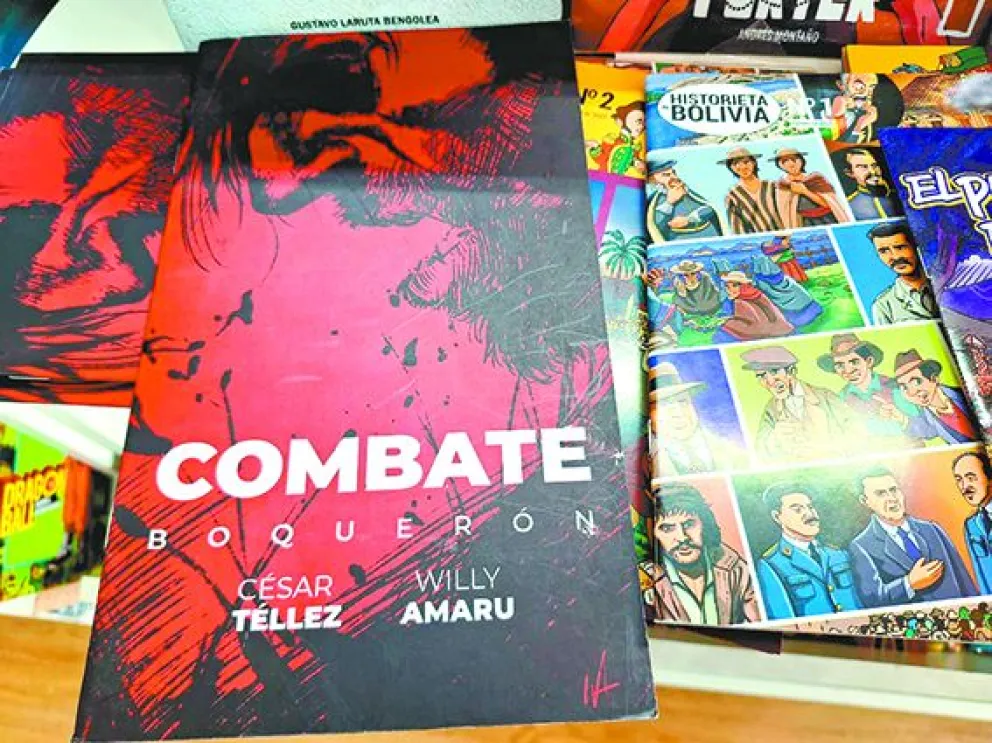 Tapas de Combate Boquerón e Historieta Boliviana, dos opciones de cómic histórico nacional. FOTO: Jorge Soruco / Visión 360