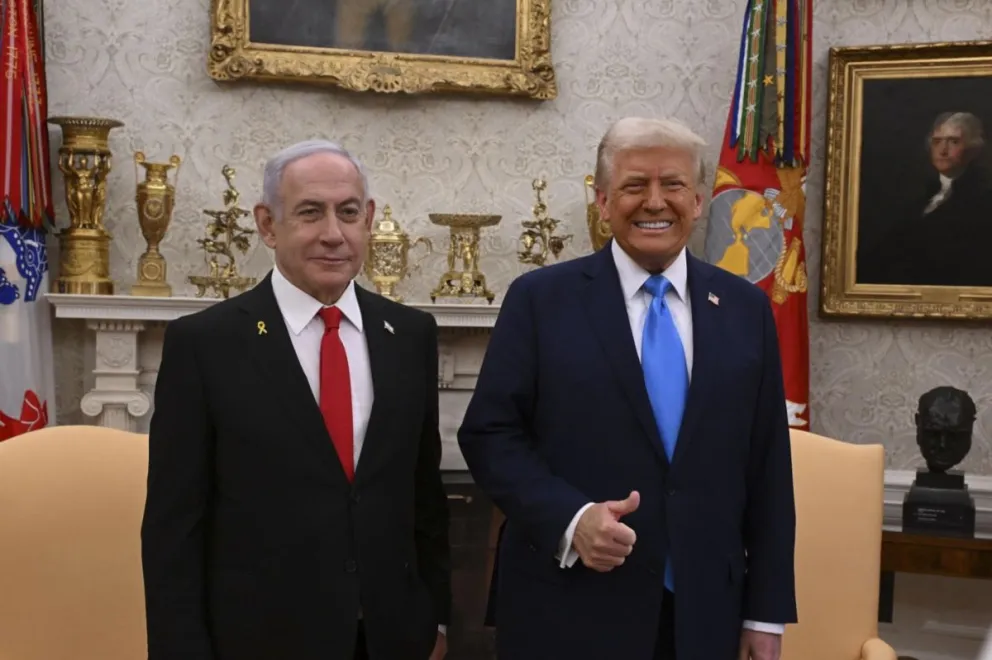 Trump con el primer ministro israelí, Benjamín Netanyahu, en el despacho Oval de la Casa Blanca. Foto: EFE