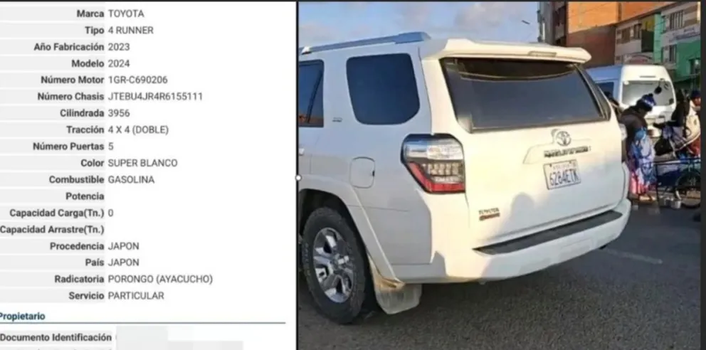 El vehículo utilizado por Evo Morales era de propiedad de una estudiante de 21 años, valuado en $us 90 mil. Foto: Facebook.