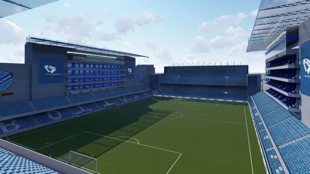 Una vista de cómo será el nuevo estadio de los celestes en Tembladerani. Foto: ARQA