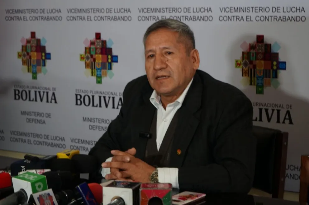 El viceministro de Lucha Contra el Contrabando, Luis Velásquez, este lunes. Foto: APG