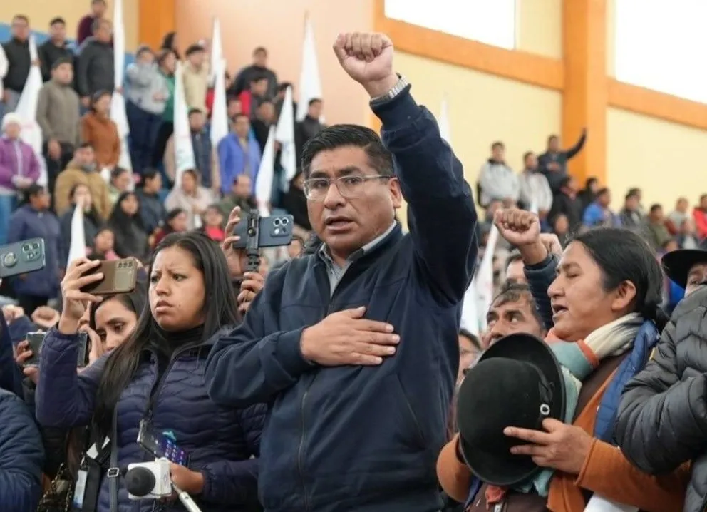 Huanca, durante un anterior acto. Foto: RRSS del ministerio de Desarrollo Productivo 