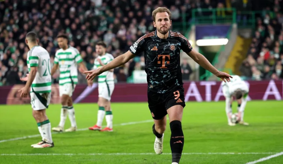 El inglés Harry Kane celebra su tanto para el Bayern de Múnich. Foto: EFE.