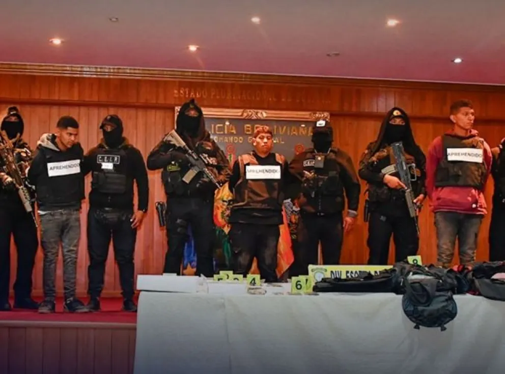 Los tres sentenciados, cuando se los presentó el año pasado. FOTO: ABI