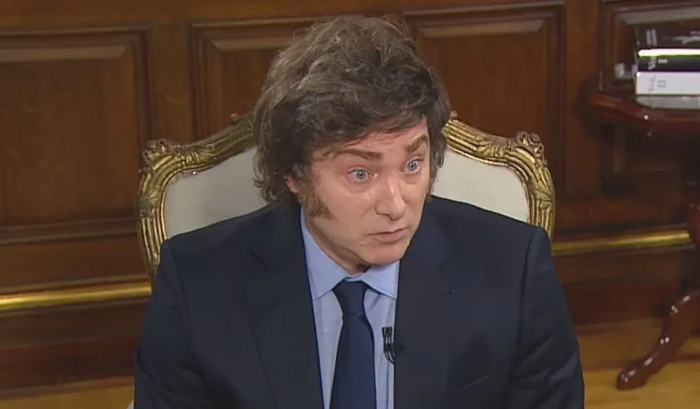 Javier Milei la noche del lunes durante la entrevista con TN. Foto: Captura de video