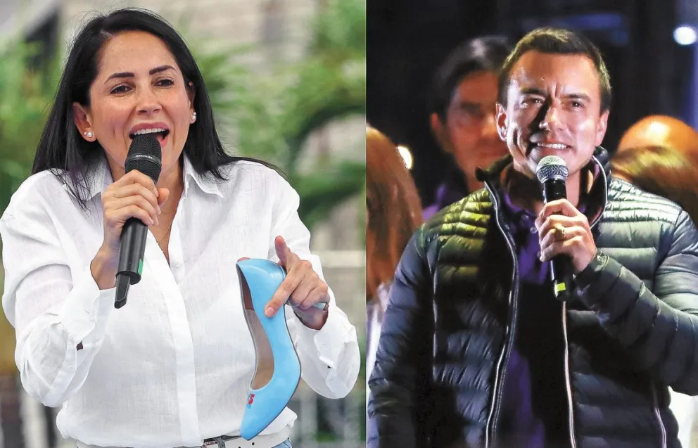  La candidata a la Presidencia por el correísmo, Luisa González, y el presidente y aspirante a la reelección, Daniel Noboa. Foto: EFE