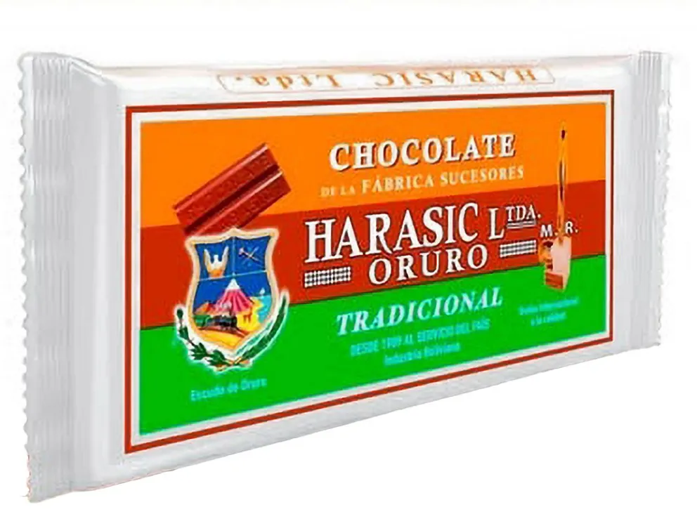 La tradicional barra de chocolate Harasic que no podía faltar en las mesas de los hogares bolivianos. Foto: Chocolates Harasic.