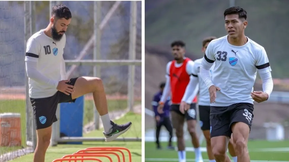 Sávio (izq.) y Ervin Vaca en pleno entrenamiento. Fotos: Agencia Marka Registrada y Club Bolívar.