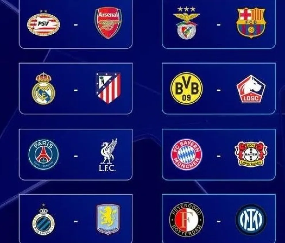 La configuración de octavos de final de la Champions. Foto: UEFA.