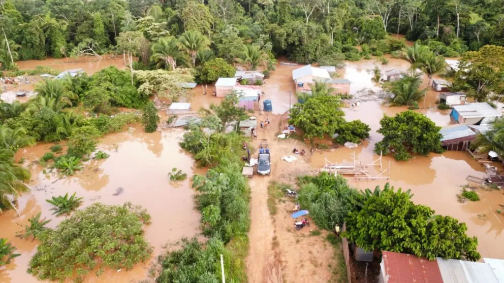 Una comunidad inundada en el norte de La Paz. Foto: Archivo ABI