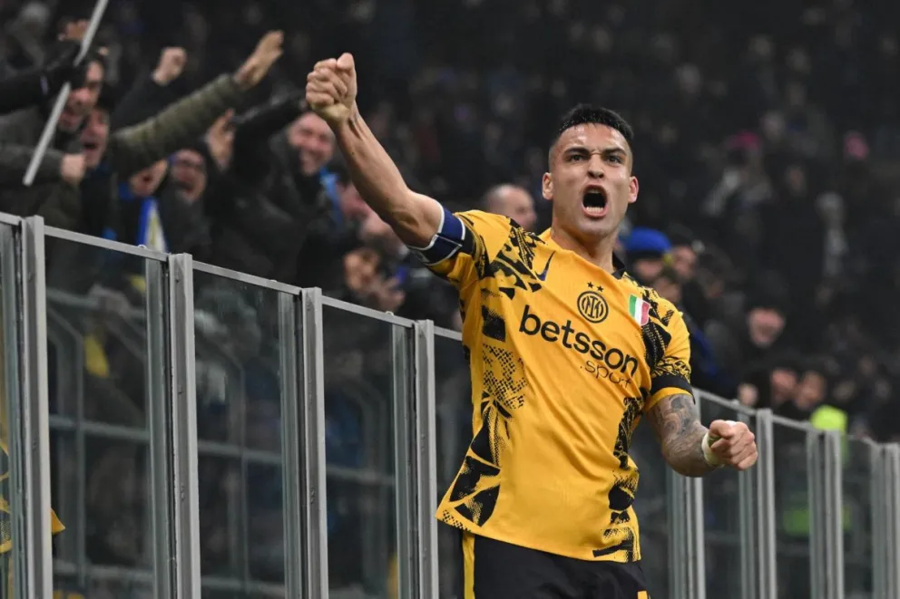 Lautaro Martínez celebra el tanto de la victoria del Inter. Foto: EFE.