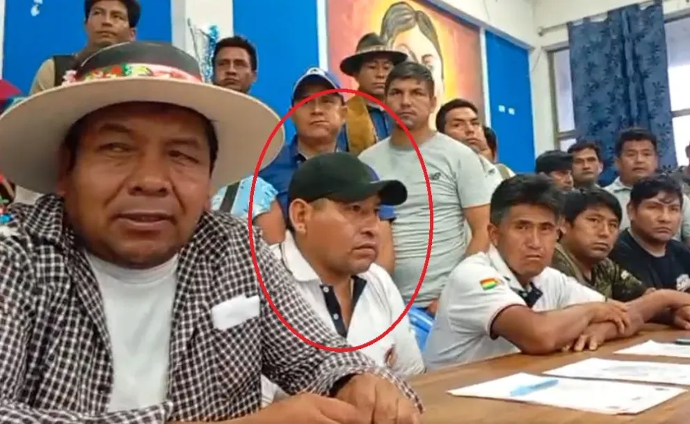 Ponciano Santos en la reunión de los campesinos "evistas", el sábado. Foto: Captura de video 