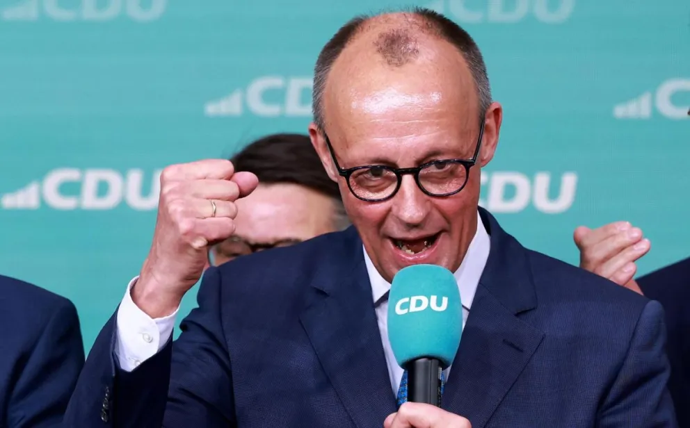 El líder del bloque conservador alemán, Friedrich Merz, este domingo en Berlín. Foto: EFE