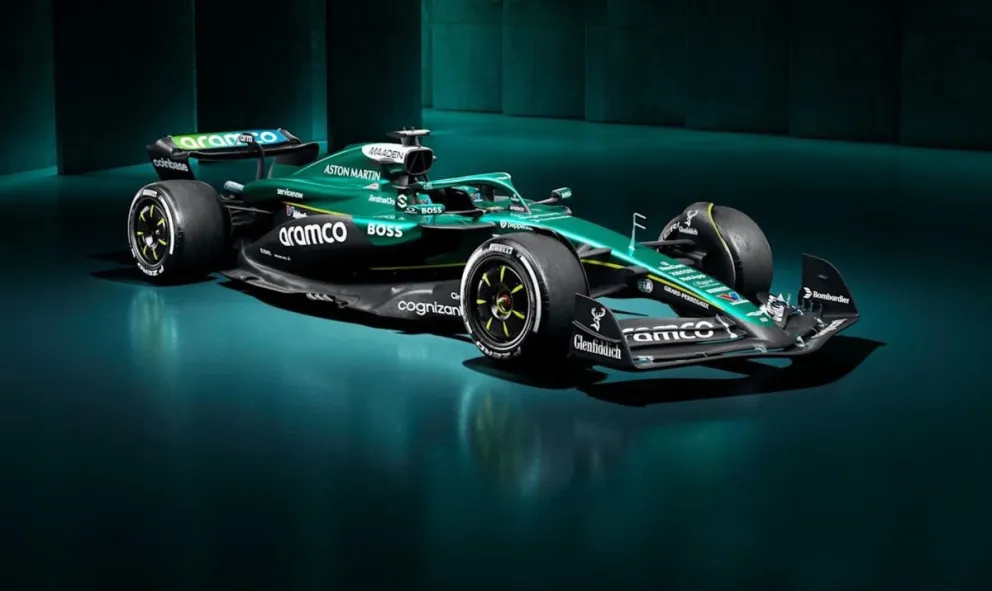 El nuevo monoplaza de Aston Martin con el que Fernando Alonso y Lance Stroll correrán en 2025. Foto: EFE