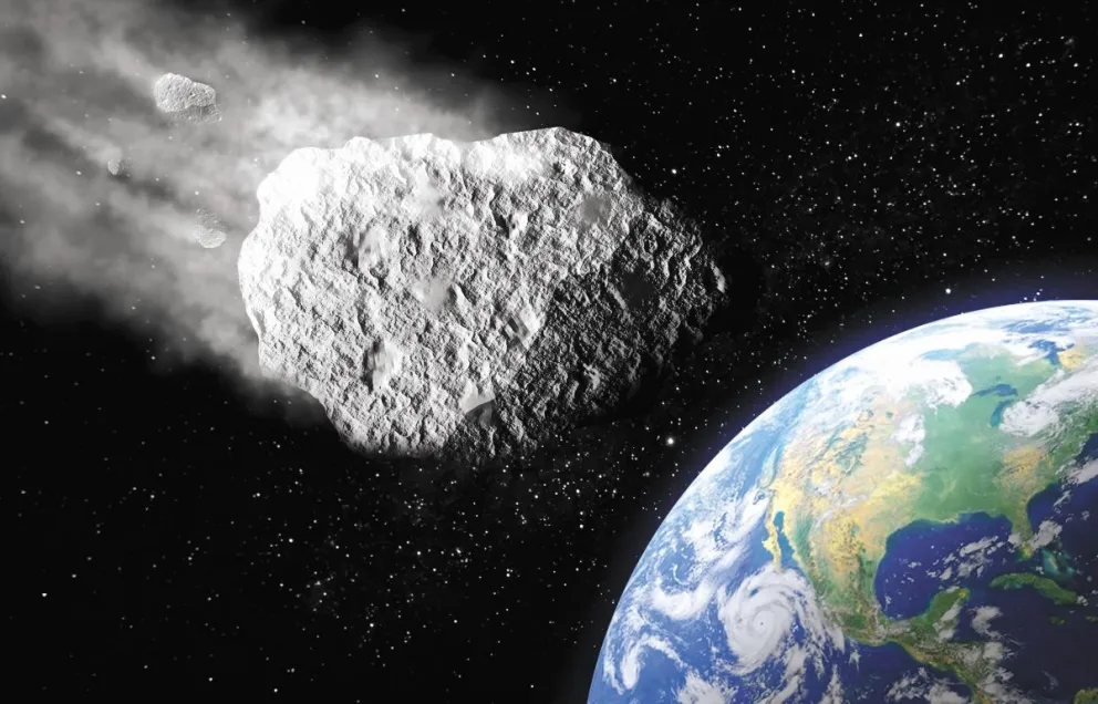 Representación de un asteroide cerca de la Tierra. Foto: @neiltyson