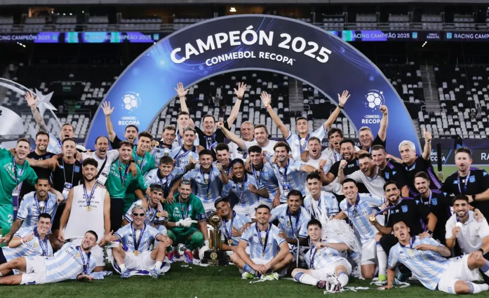 El festejo de Racing en cancha de Botafogo. Foto: EFE 