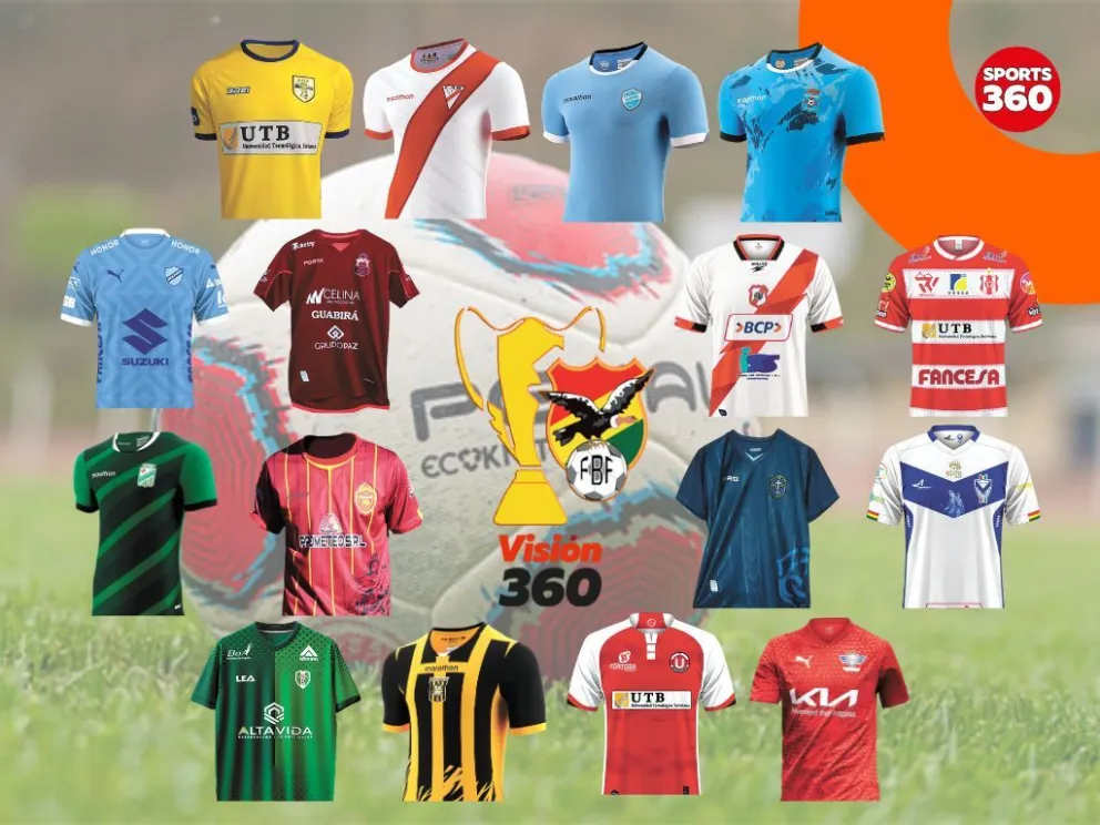 Las 16 camisetas de los clubes de la División Profesional. Composición: Visión 360.