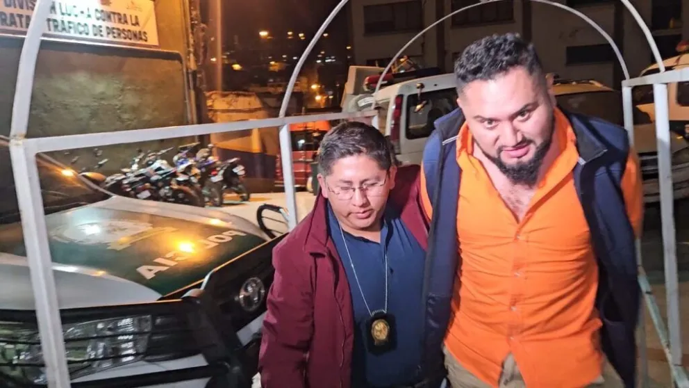 El empresario Harold Lora en la fuerza anticrimen de la zona Sur de La Paz. Foto: RTP