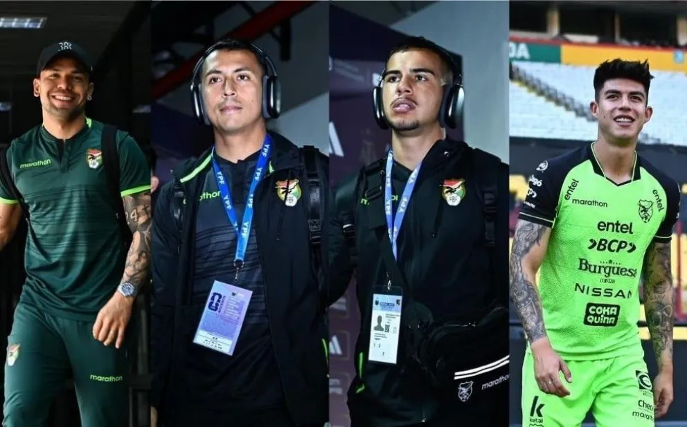 Algarañaz (izq.), Fernández, Céspedes y Villamil se incorporarán a la Verde en la capital peruana. Fotos: FBF